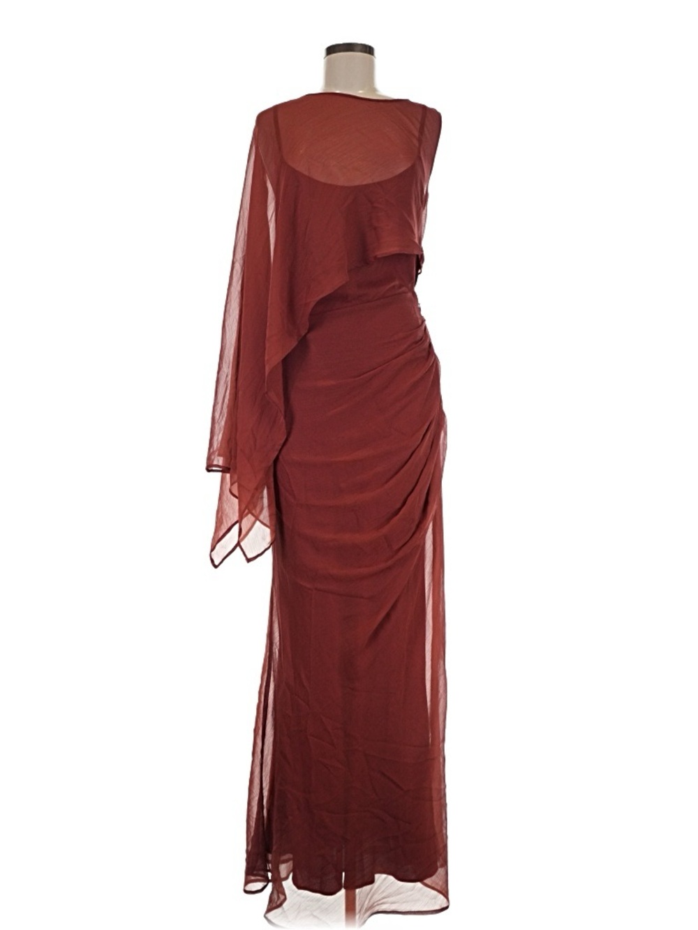 ASOS One-Shoulder Rust Chiffon Evening Gown